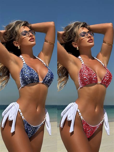 Fongt Sexy New Metal Chain Leopard Colorimeter Bikini