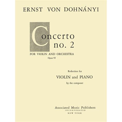 Dohnanyi Concerto No 2 Op 43 For Violin And Piano Southwest Strings