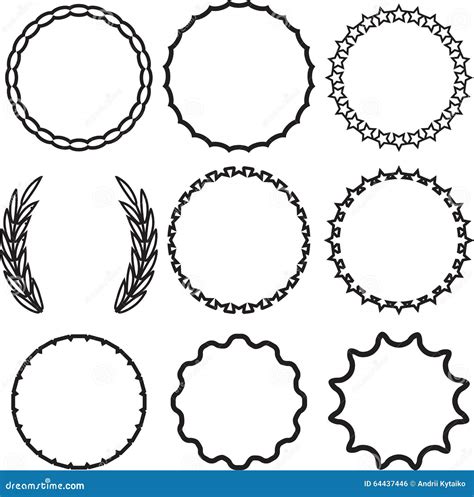 Frame Round Set Decoration Template Stock Vector Image 64437446