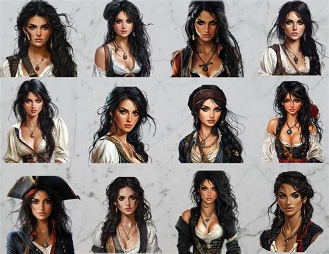 Brunette Pirate Woman Clipart Female Pirate PNG Historical Cosplay