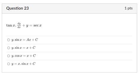 Solved X⋅dxdy Y Secx Y⋅sinx Ax C Ysinx X C Y⋅cosx X C