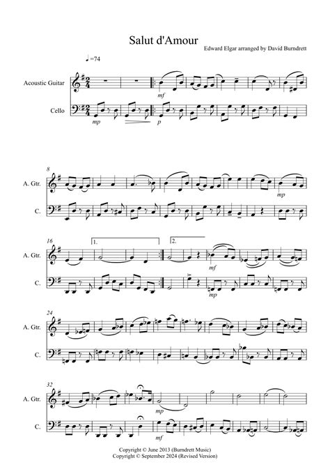 Salut D Amour For Guitar And Cello Duet Arr David Burndrett By