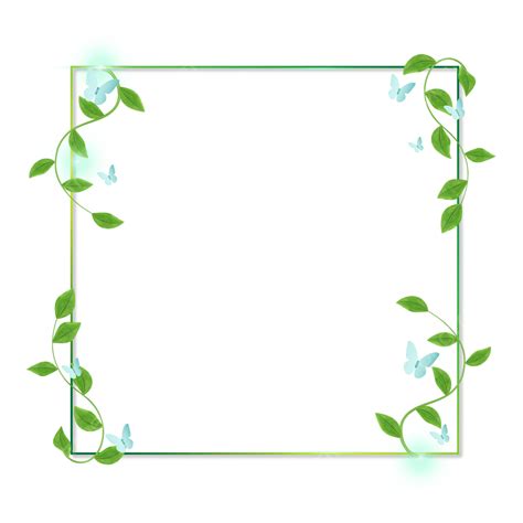 Green Leaf And Butterfly Border Vector, Green Leaf Border, Green Leaf ...