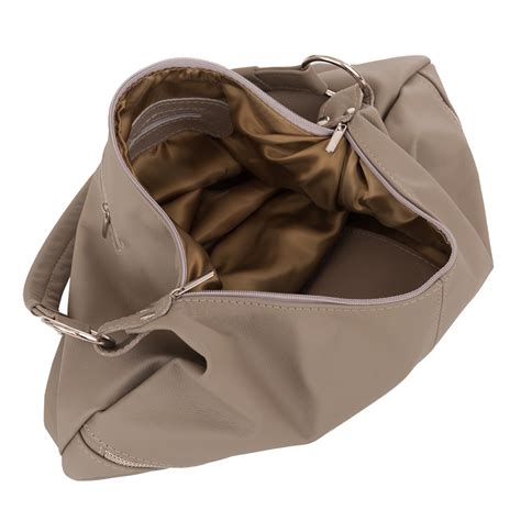 BEŻOWA NUDE torebka skórzana worek A4 MIĘKKA SKÓRA NATURALNA LICOWA