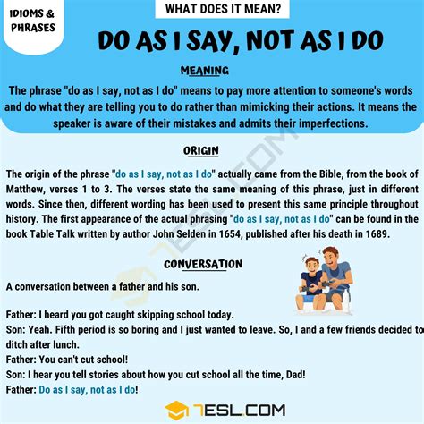 "Do As I Say, Not As I Do" Meaning, Origin and Examples • 7ESL
