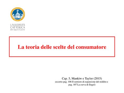 La Teoria Delle Scelte Del Consumatore Economia Diapositivas De