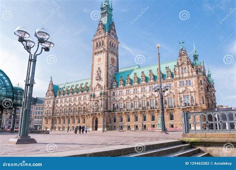 famous hamburg city hall  rathausmarkt square editorial