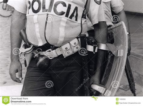 Honduran Policeman In Riot Gear Stock Photo Image Of Vest Club 7405350