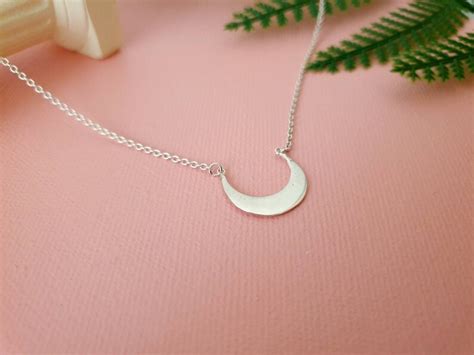 Upside Down Moon Necklace Crescent Moon Necklace Horn Etsy