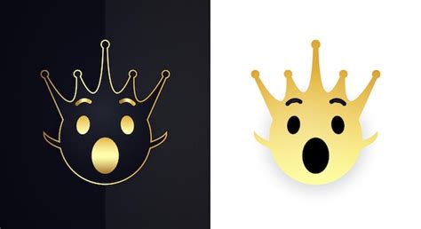 Корона удивленный смайлик с золотым и черным цветом | Премиум векторы