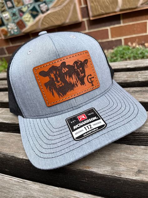 Custom Richardson Laser Engraved Leather Patch Hat Logo Etsy