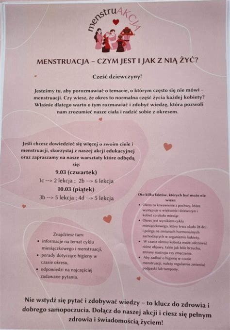 Akcja Menstruakcja czym jest i jak z nią żyć I Liceum Ogólnokształcące