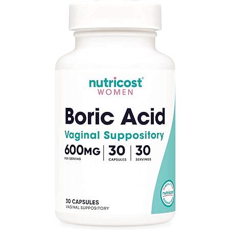 Amazon Nutricost Ácido bórico 600 mg 30 cápsulas Supositorio