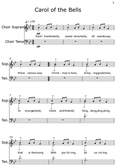 Carol of the Bells - Sheet music for Choir Tenor