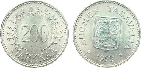 1958 Finnland 200 Markkaa Vz St MA Shops