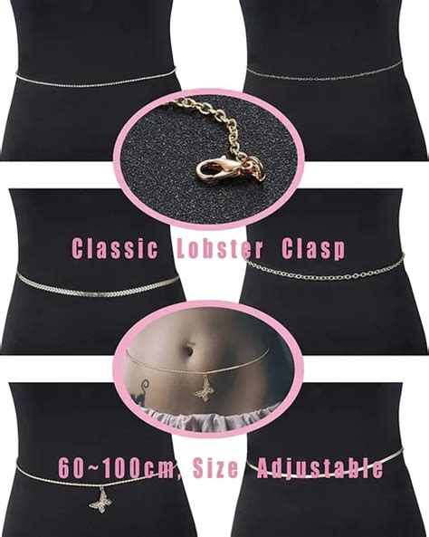 Dropship 6 Pcs Belly Waist Chain For Women Sexy Beach Bikini Body Chains Set Butterfly