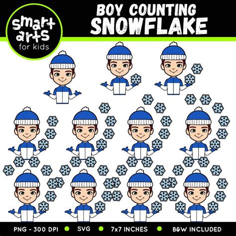 Winter Boy Counting Snowflake Clip Art - Educational Clip Arts and Bible Stories