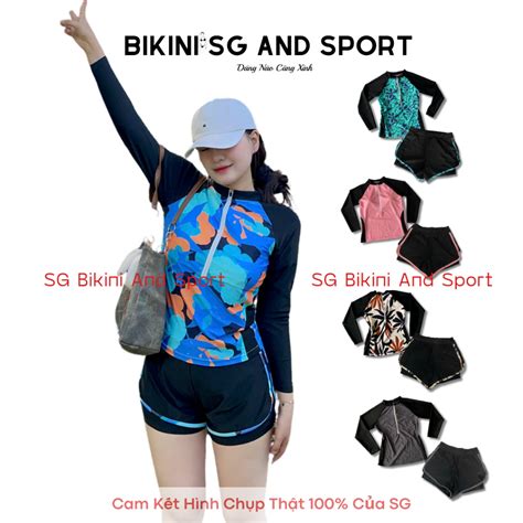 Form To Sét bơi nữ kín đáo tay dài kèm quần bơi lớp big size Bikini SG and Sport du lịch