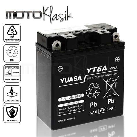 YUASA YT5A BATTERY MOTORCYCLE BATTERIES 12V MADE IN INDONESIA VIETNAM