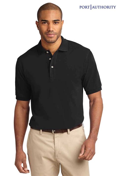 Port Authority K420 Polo Shirt Black Mens Short Sleeve Cotton
