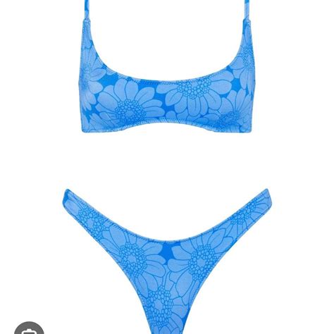 Blue And White Floral Triangl Bikini Set Size Xs Depop