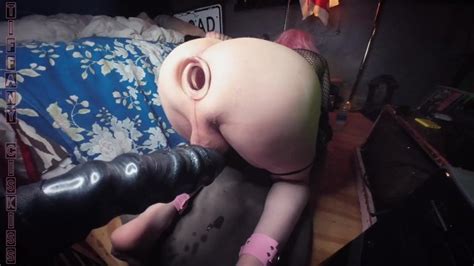 Fucking Sissy Ass On Xxl Ribbed Dildo Extrem Anal Insertion
