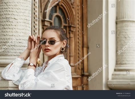 Outdoor Fashion Portrait Elegant Luxury Brunette Stock Photo Shutterstock