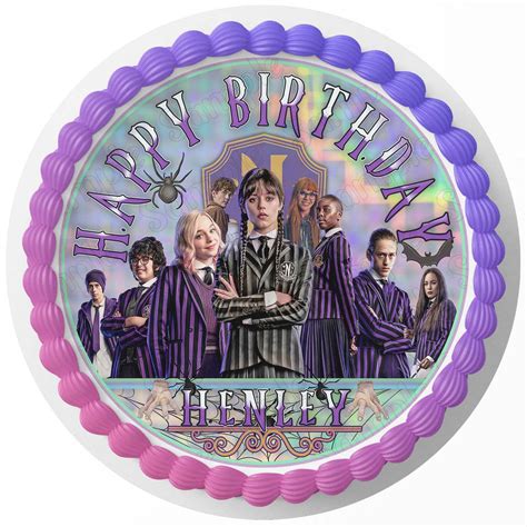 Wednesday Adams Edible Cake Toppers Round Cakecery