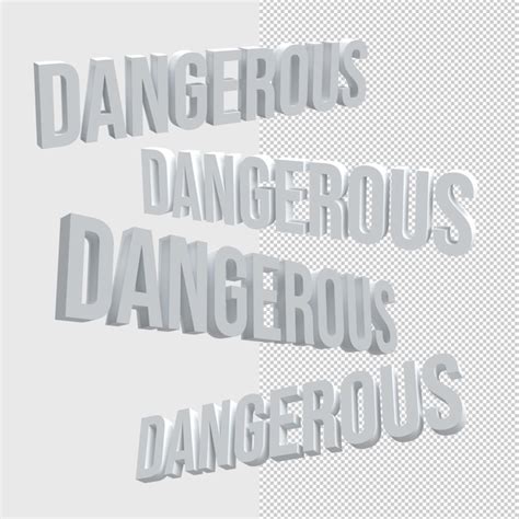 Premium PSD | Dangerous text alphabet set 3d render illustration