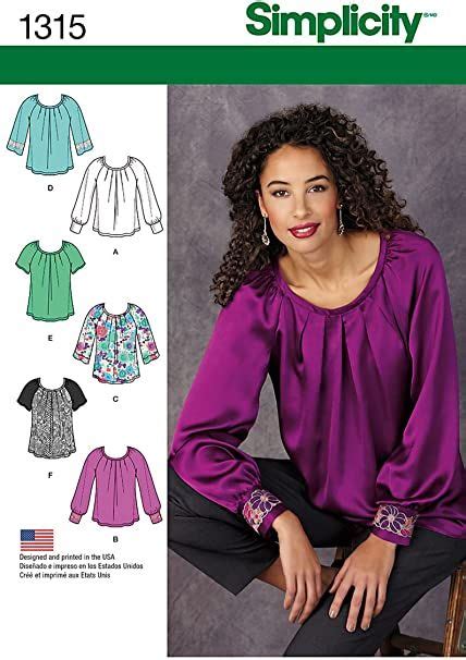 Simplicity Pattern 1315 Misses Pullover Blouse With Sleeve And Trim