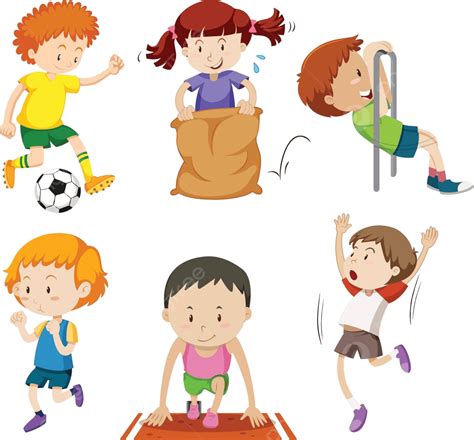Set Of Children Doing Sporting Activites Activites Ginger Fun Vector