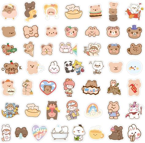 Buy Cute Korean Bear Stickers Gifts for Girls Kids and Teens, 100pcs ...