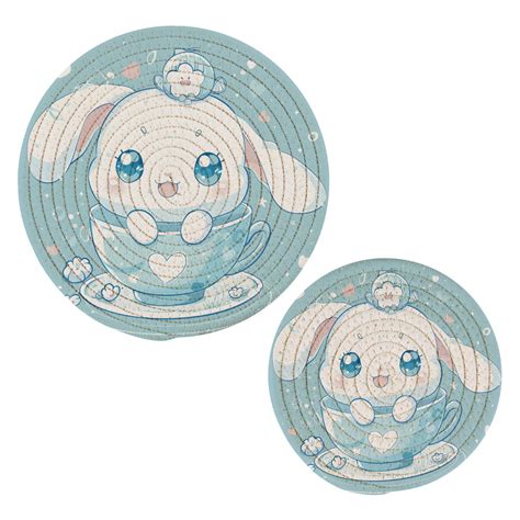 Pcs Potholders Set Trivets Pads Cute Cinnamoroll Sanrio In Cup Cotton Heat Resistant Round Hot