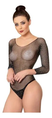 Lingerie Sexy Body Strass Arrastão Sensual Manga Sedutora MercadoLivre