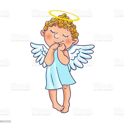 Cartoon Christmas Angel Boy Vector Illustration Stock Illustration Download Image Now Angel