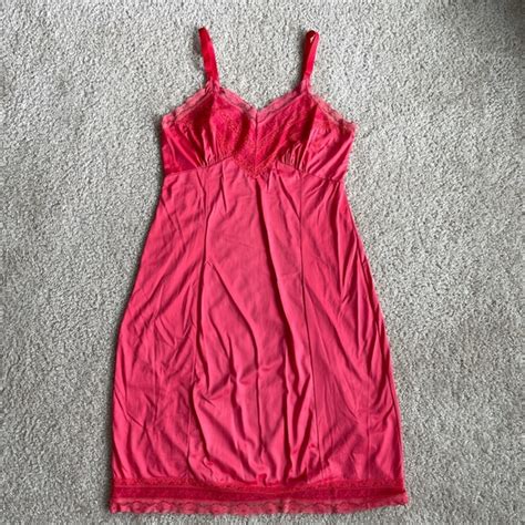 Intimates Sleepwear Hot Pink Sliplingerie Dress With Lace And Flowers Poshmark
