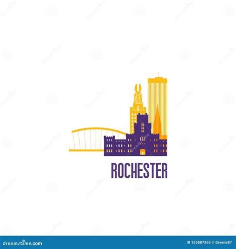 Rochester City Emblem Colorful Buildings Stock Vector Illustration