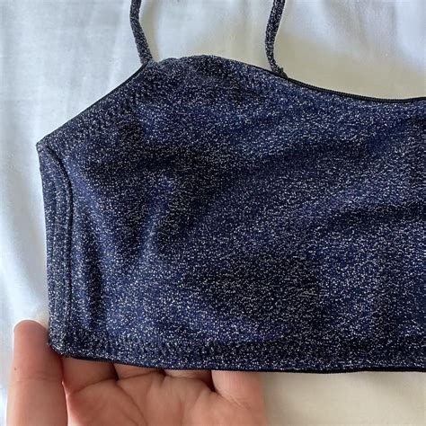 Triangl Blue Sparkle Bikini Bottoms Size Large Depop