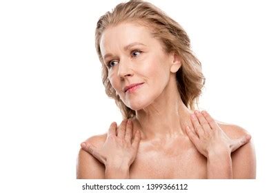 Beautiful Nude Middle Aged Woman Clean Stock Photo