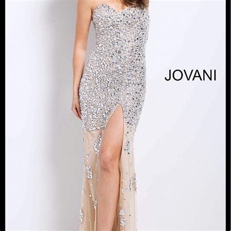 Jovani Nude And Silver Embellished Dress Gem