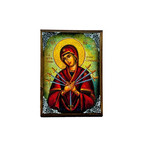 Our Lady Of Sorrows Icon Virgin Mary Icon Seven 7 Swords Etsy