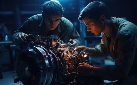 Premium Ai Image Meticulous Maintenance Aerospace Technicians Care