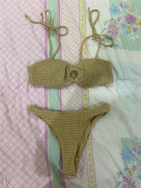 Nude Self Tie Swimsuit Women S Fashion Swimwear Bikinis Swimsuits On Carousell