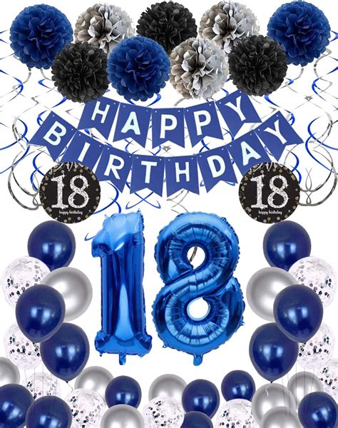 Blue And Silver 18th Birthday Decorations For Boys Philippines Ubuy