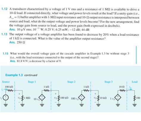 Solved 1 12 A Transducer Characterized By A Voltage Of 1 V Chegg