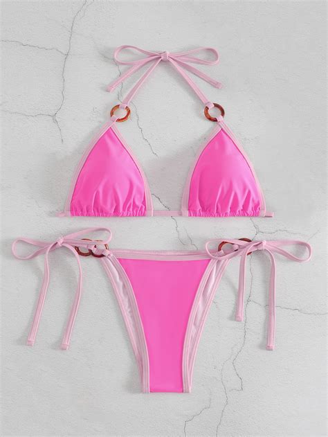 Ring Linked Halter Bikini Sets Swimsuit On Luulla
