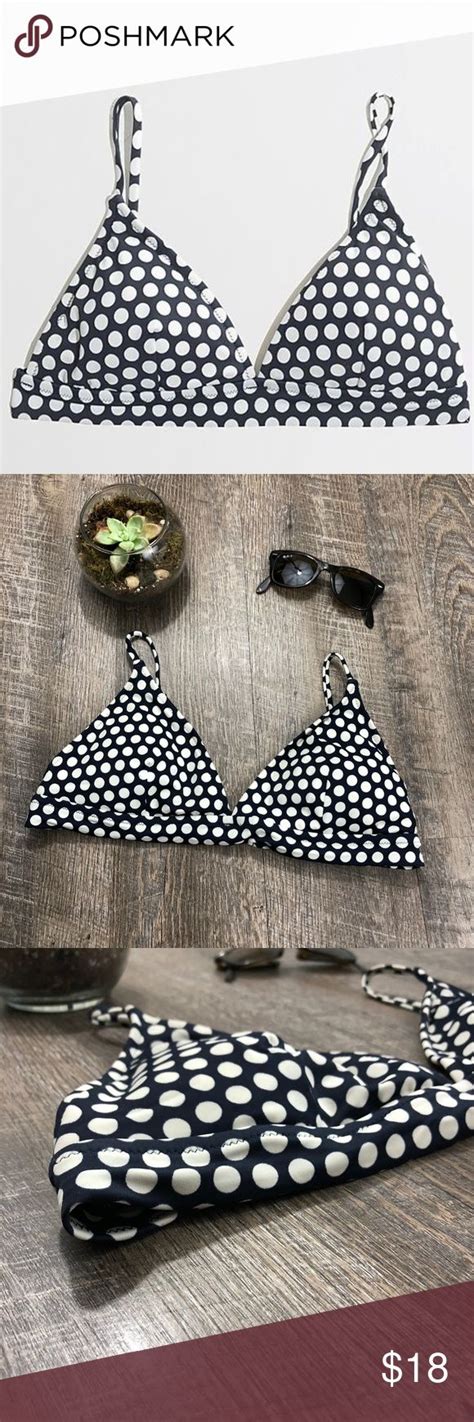 J Crew Triangle Bikini Top Navy Dot Nearly New L Triangle Bikini Top Triangle Bikini Bikini