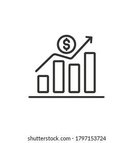 Increase Money Growth Icon Line Style Stock Vector Royalty Free