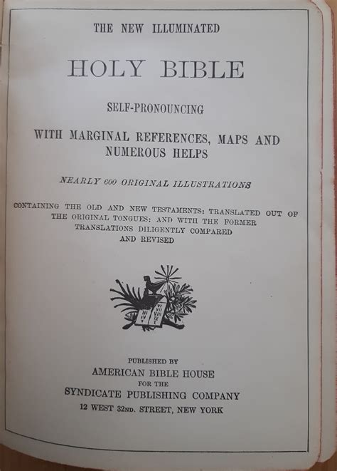 The New Illuminated Holy Bible Self Pronouncing With Marginal