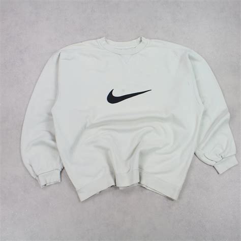 Rare Vintage 1990s Nike Swoosh Sweatshirt Cream L Refined Retro